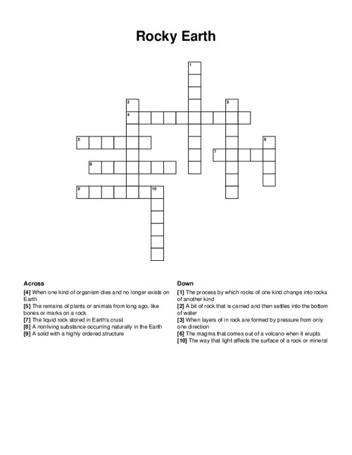 Rocky Earth Crossword Puzzle