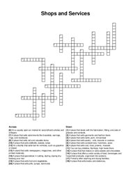 Shops and Services crossword puzzle