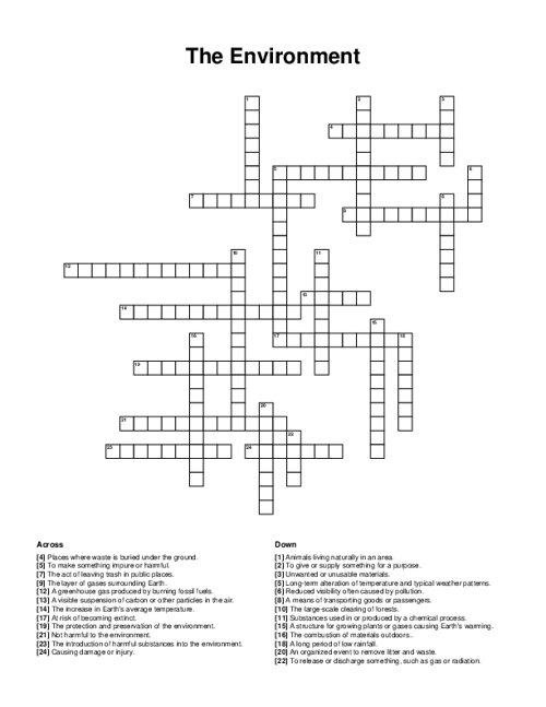 The Environment Crossword Puzzle