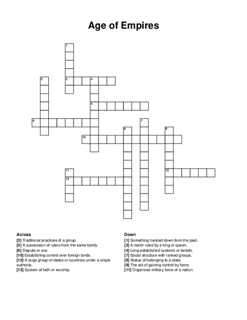 Age of Empires Crossword Puzzle