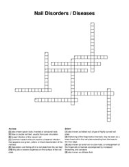 Nail Disorders / Diseases crossword puzzle