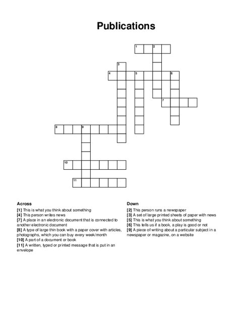 Publications Crossword Puzzle