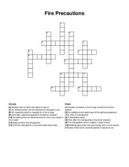 Fire Precautions crossword puzzle