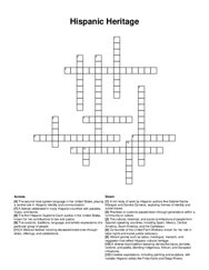 Hispanic Heritage crossword puzzle