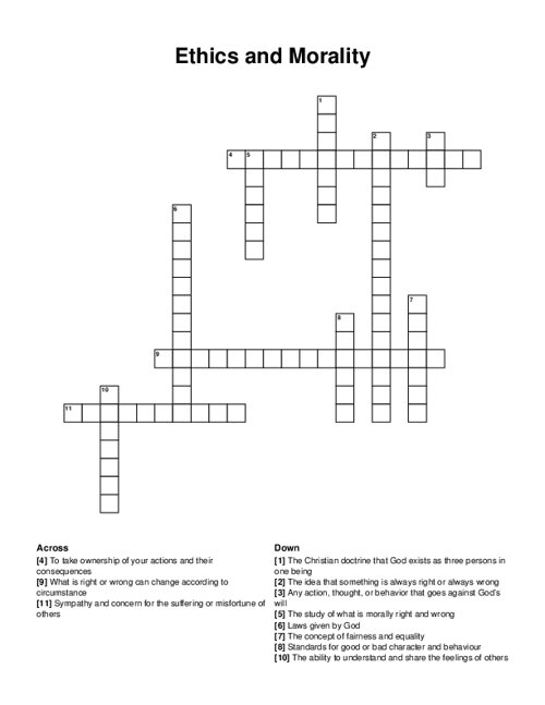 Ethics and Morality Crossword Puzzle