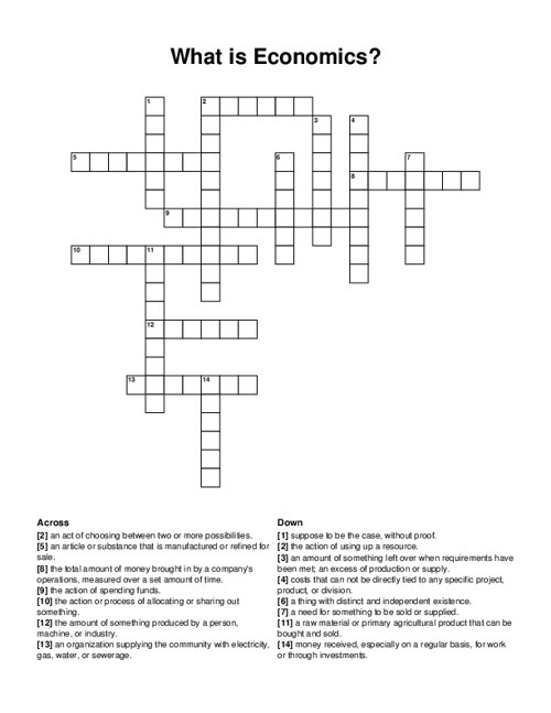 What is Economics? Crossword Puzzle