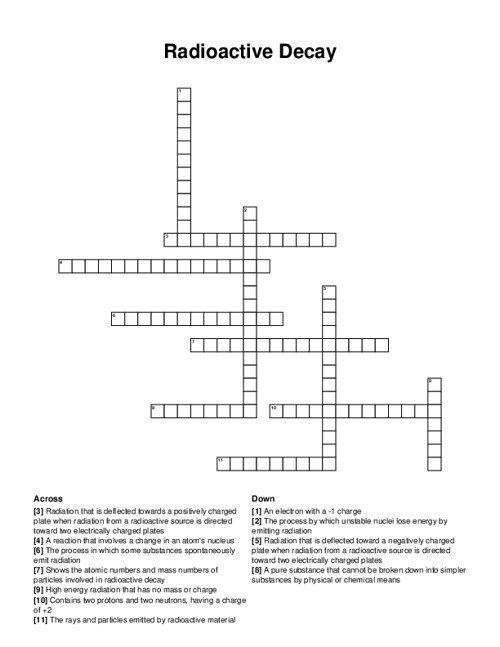 Radioactive Decay Crossword Puzzle