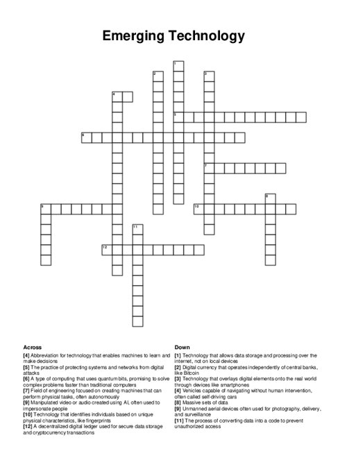 Emerging Technology Crossword Puzzle