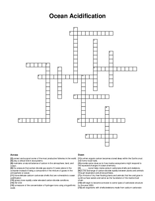 Ocean Acidification Crossword Puzzle