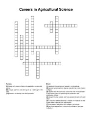 Careers in Agricultural Science crossword puzzle