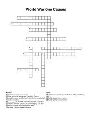 World War One Causes crossword puzzle