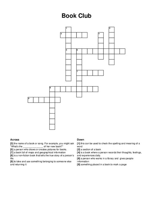 Book Club Crossword Puzzle