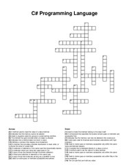 C# Programming Language crossword puzzle