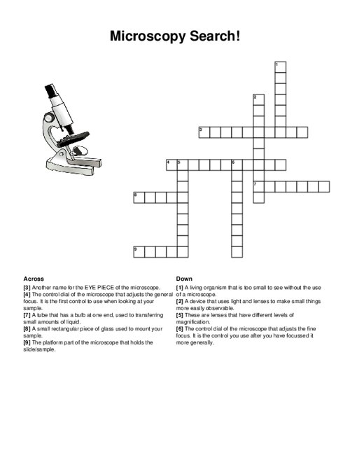 Microscopy Search! Crossword Puzzle