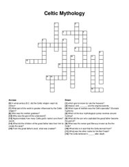 Celtic Mythology crossword puzzle