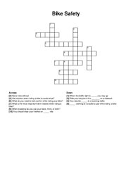 Bike Safety crossword puzzle