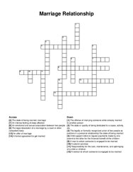 Marriage Relationship crossword puzzle