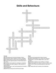 Skills and Behaviours crossword puzzle