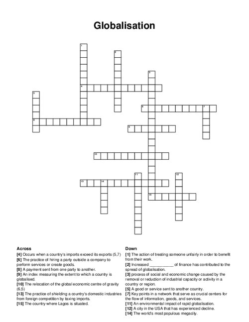 Globalisation Crossword Puzzle