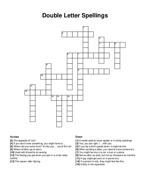 Double Letter Spellings Crossword Puzzle