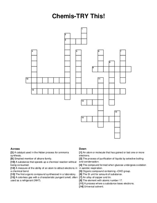 Chemis-TRY This! Crossword Puzzle