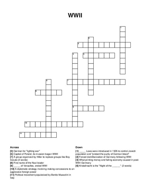 WWII Crossword Puzzle