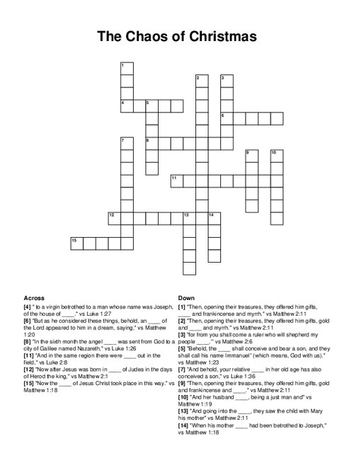 The Chaos of Christmas Crossword Puzzle