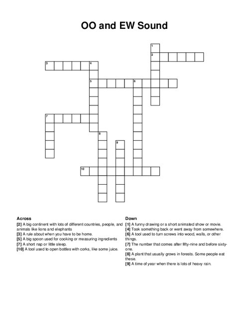 OO and EW Sound Crossword Puzzle