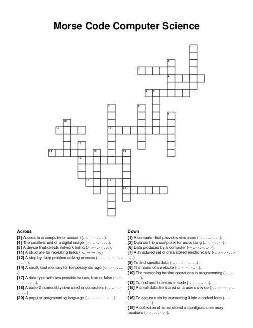 Morse Code Computer Science Crossword Puzzle