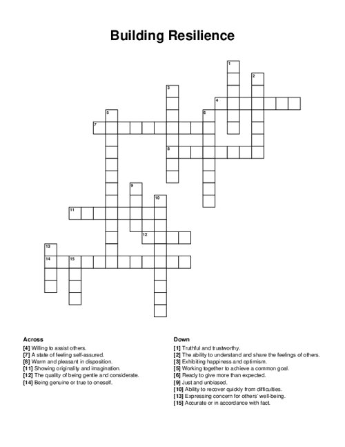 Building Resilience Crossword Puzzle