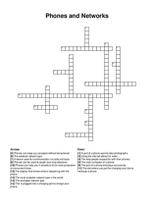 Phones and Networks Crossword Puzzle