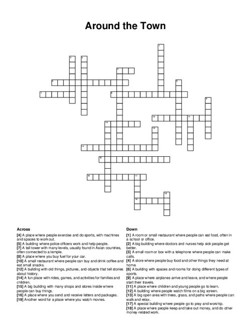 Around the Town Crossword Puzzle