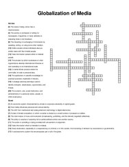 Globalization of Media crossword puzzle