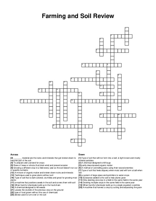 Farming and Soil Review Crossword Puzzle