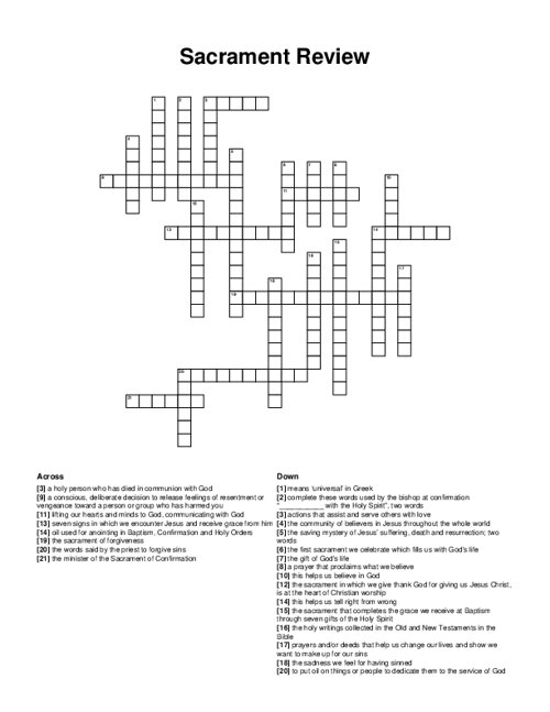 Sacrament Review Crossword Puzzle