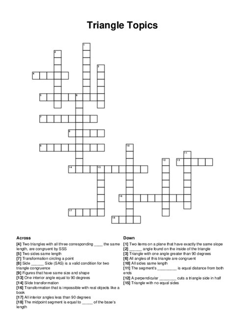 Triangle Topics Crossword Puzzle