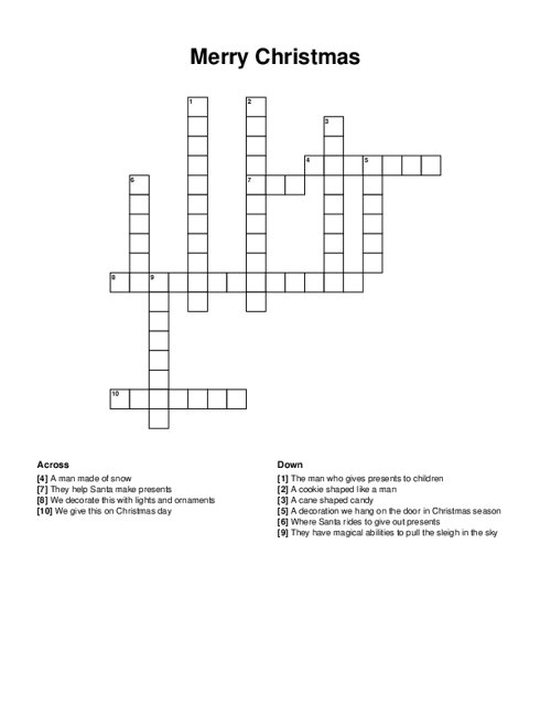 Merry Christmas Crossword Puzzle