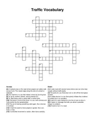 Traffic Vocabulary crossword puzzle