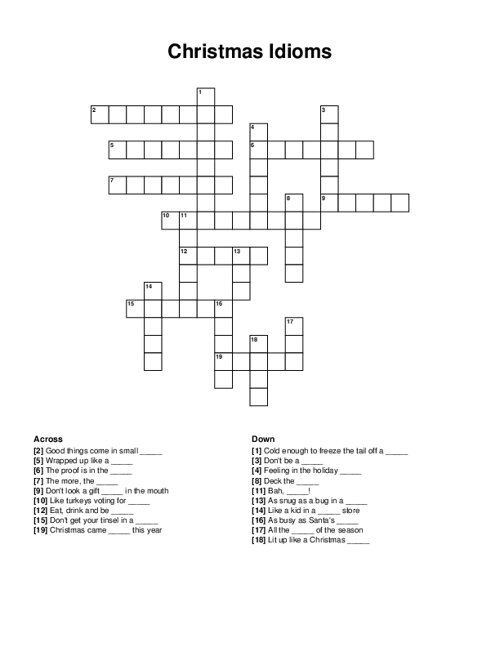 Christmas Idioms Crossword Puzzle