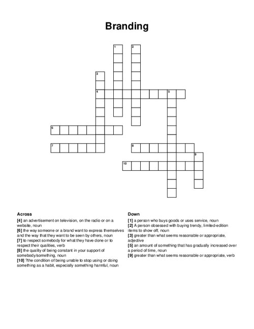 Branding Crossword Puzzle