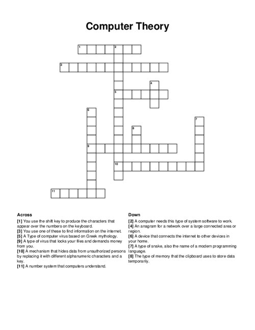 Computer Theory Crossword Puzzle