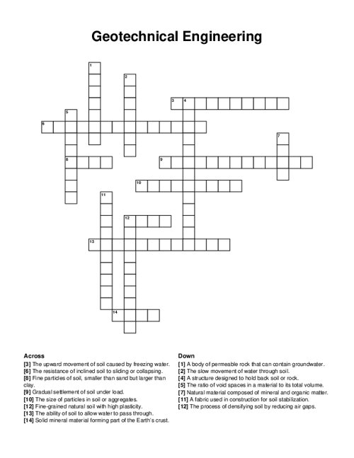 Geotechnical Engineering Crossword Puzzle