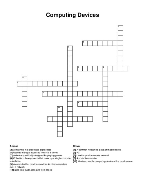 Computing Devices Crossword Puzzle