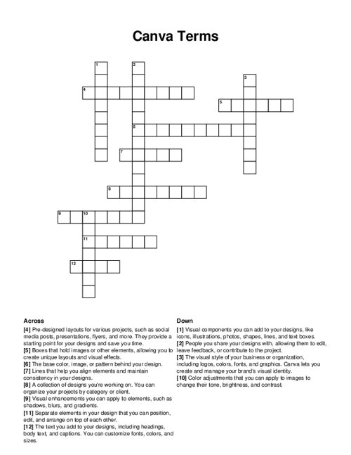 Canva Terms Crossword Puzzle