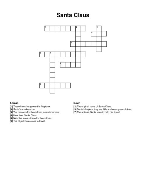 Santa Claus Crossword Puzzle