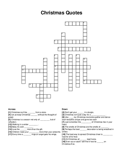 Christmas Quotes Crossword Puzzle