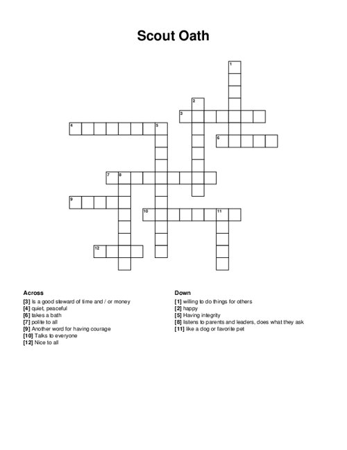 Scout Oath Crossword Puzzle