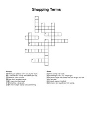 Shopping Terms crossword puzzle