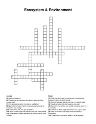 Ecosystem & Environment crossword puzzle