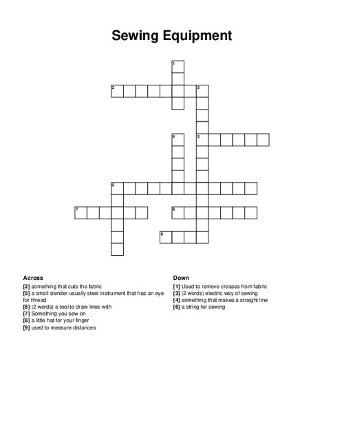 Sewing Equipment Crossword Puzzle